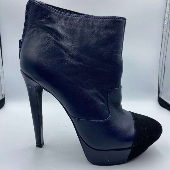 Jessica Simpson Blue and Black Leather Platform Booties size 6 - Picture 1 of 3